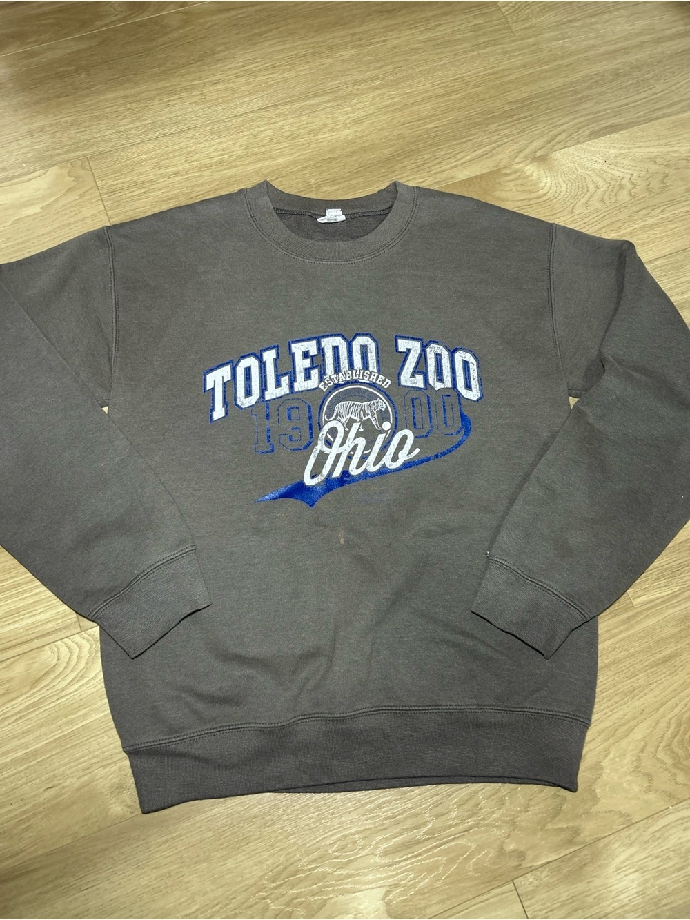 Source Unknown Brown Crewneck Sweatshirt with Blue and White Toledo Graphic